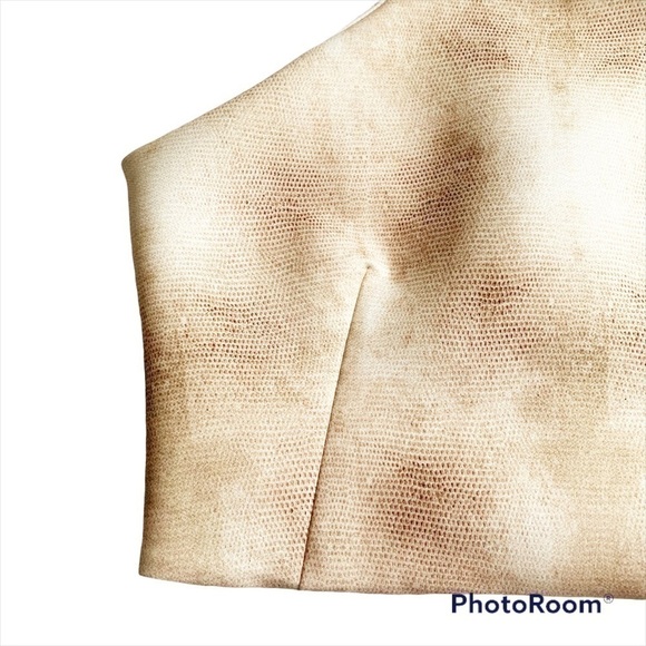 RONNY Kobe Collection Muted Print Back Zip Crop Top Size Large - Picture 3 of 7